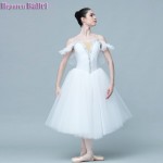 Adult And Kid Champagne High-elastic Fabric Ballet Tutu V-neckline Three-dimensional Lace Suspender Dance Dress For Competition